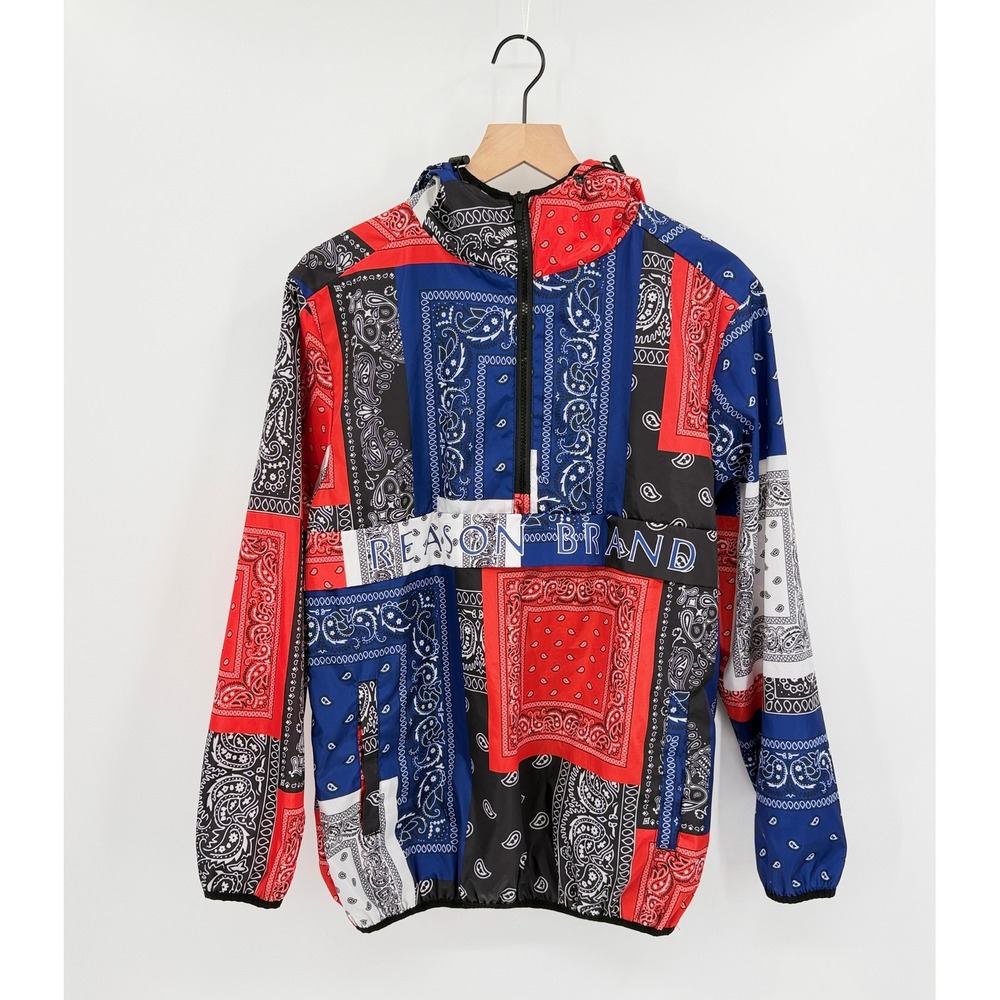 Reason Brand Paisley Bandana Patchwork Anorak Jacket Med Windbreaker Streetwear